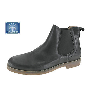 Черни мъжки боти от естествена кожа снимка