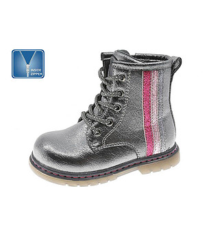 Сиви детски боти с металик ефект снимка