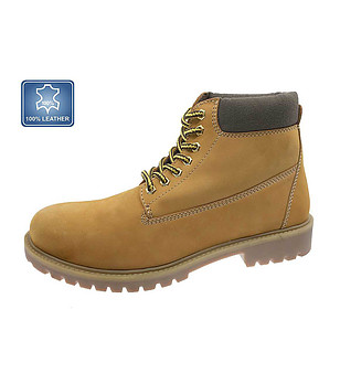 Мъжки боти от естествена кожа в цвят камел снимка