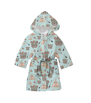 Детски халат с принт Мечета индианци 4-6 г снимка