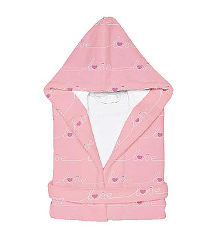 Детски розов халат с принт Love 8-10 г снимка