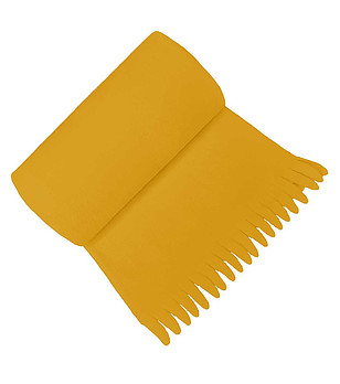 Поларено одеяло с ресни в цвят горчица 100x150 см снимка