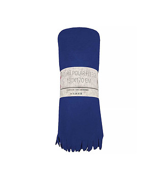 Поларено одеяло с ресни тъмносиньо 130x170 см снимка