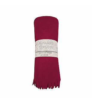 Поларено одеяло с ресни в бордо 130x170 см снимка