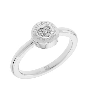 Дамски сребрист пръстен с кристали 17 мм снимка