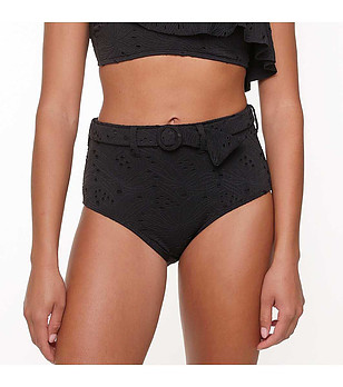 Черно долнище на бански с висока талия снимка