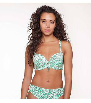 Горнище на бански в зелено и бяло снимка