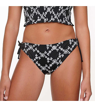 Черно долнище на бански с флорален принт в екрю снимка