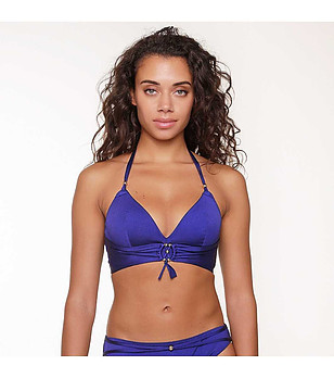 Горнище на бански в кралскосиньо с триъгълни чашки снимка