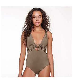 Цял бански в цвят каки снимка