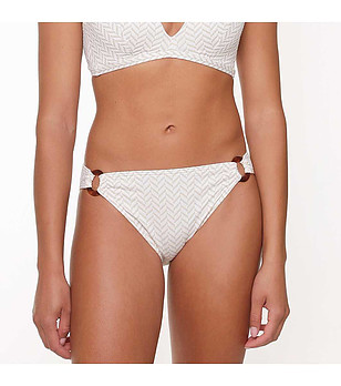 Долнище на бански в бяло и екрю снимка