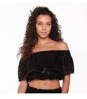 Черен топ от дантела снимка