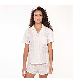 Памучна лятна дамска пижама в цвят пудра снимка