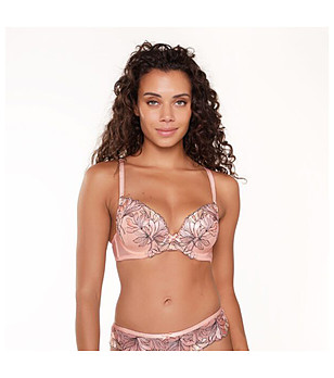 Сутиен с повдигащ ефект и гел подплънки в нюанс на цвят сьомга снимка