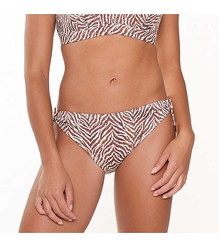 Долнище на бански в бяло и кафяво с принт зебра снимка