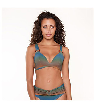 Горнище на бански в синьо и кафяво снимка