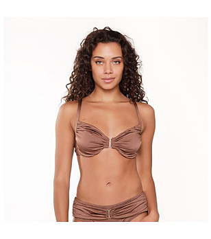 Горнище на бански в кафяво с меки чашки снимка