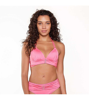 Розово горнище на бански с подплатени чашки снимка