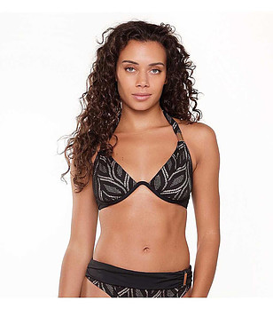 Горнище на бански в черно и бежово снимка