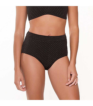 Черно долнище на бански на лъскаво райе снимка