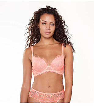 Сутиен с повдигащ ефект и гел подплънки в цвят корал снимка