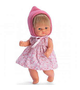 Кукла-бебе Чикита с розовa шапка и рокля на цветя снимка