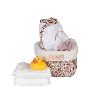 Кош за кукли 36-50 см, с аксесоари за баня снимка