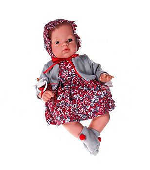 Кукла бебе Коке с рокличка и шапка на цветя снимка