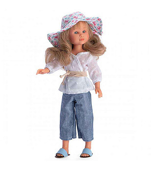 Кукла Силия с дънков панталон и лятна шапка 30 см снимка