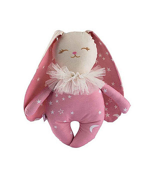 Малкото зайче Оливия розово с бели звезди снимка