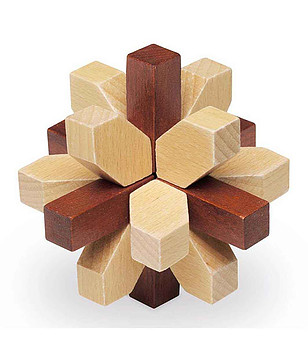 Дървен логически пъзел-главоблъсканица Цвете снимка