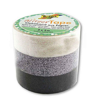 Блестящо декоративно тиксо WASHI TAPE бяло, сиво, черно 3 броя, 5 м x 15 мм снимка