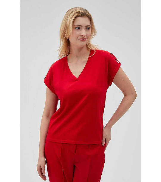 Червена памучна дамска тениска снимка