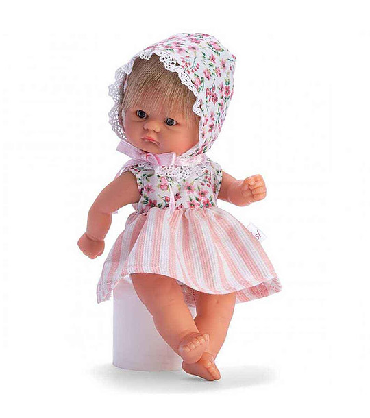 Кукла-бебе Чикита с шапка  на цветя и дантели снимка