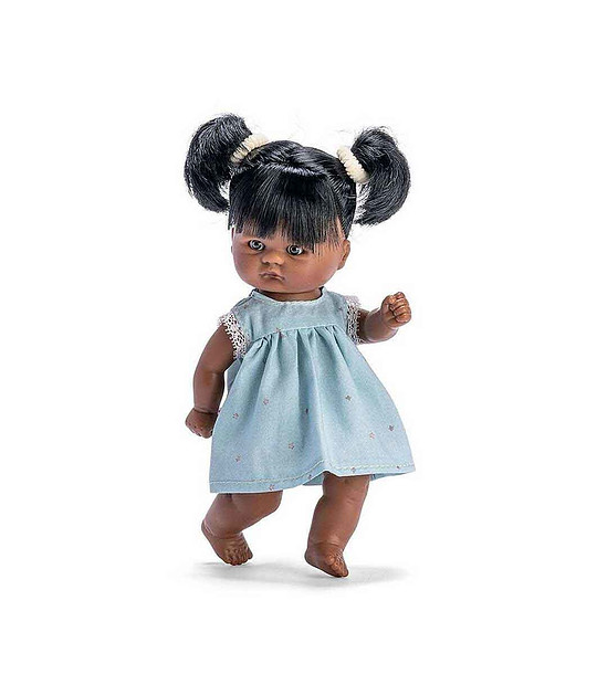 Чернокожа кукла със светлосиня рокля на цветя Томи снимка