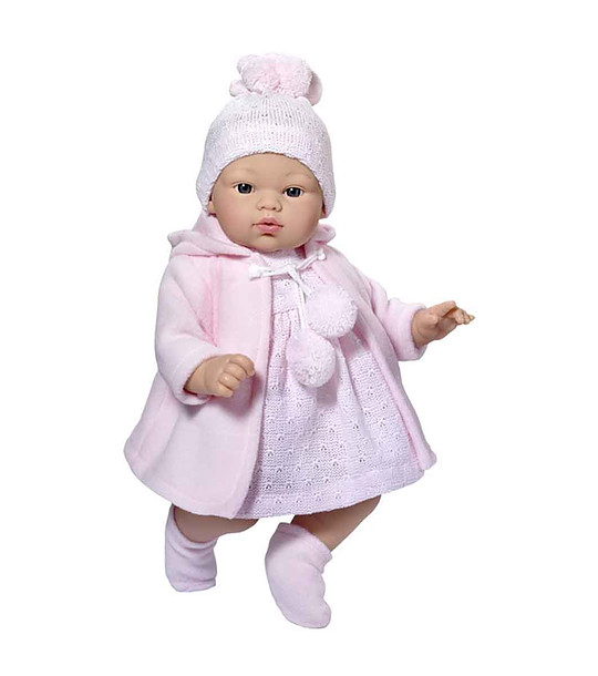 Кукла бебе Коке с розова плетена рокличка и шапка снимка