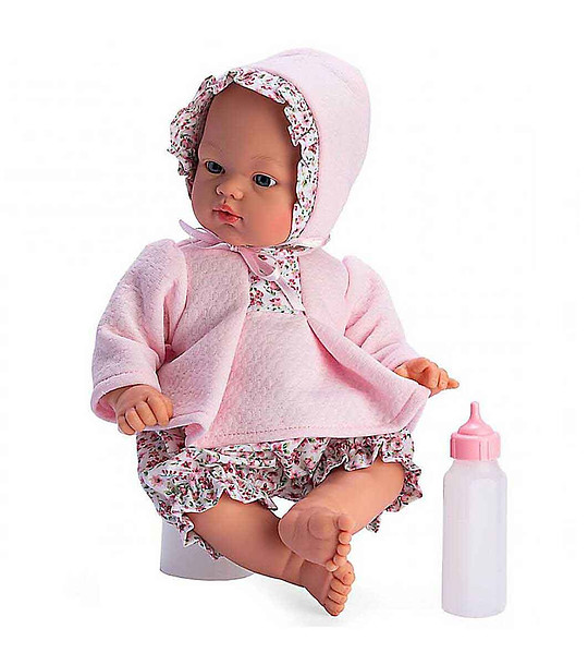 Кукла бебе Коке с розово костюмче с качулка снимка