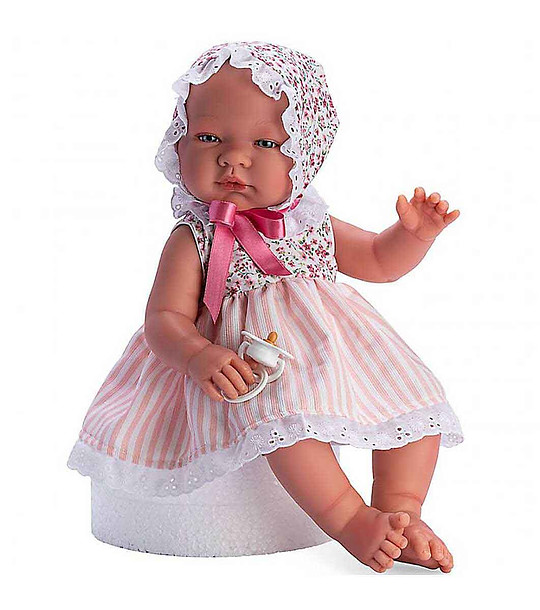 Кукла-бебе Мария, с лятна рокличка и шапка с цветя снимка