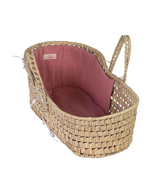 Плетен кош - легло за кукла 36-45 см, със завивки снимка