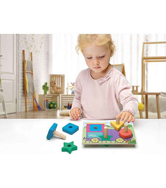 Дървена игра за завиване Форми и цветове снимка