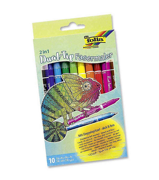 Двустранни флумастери за оцветяване 10 цвята снимка