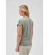 Памучна дамска тениска в цвят маслина-1 снимка