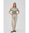 Памучна дамска тениска в цвят маслина-3 снимка
