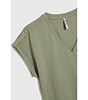 Памучна дамска тениска в цвят маслина-4 снимка
