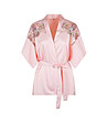 Халат в цвят сьомга с дантела-4 снимка