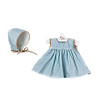Дрехи за кукла Мария 43 см - светлосиня рокля и шапка-1 снимка