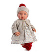 Кукла-бебе, Лея, със шапка с червен пискюл-0 снимка