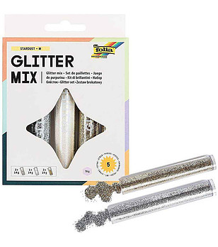 Комплект блестящ пясък за декорации 5 бр. злато, сребро, бяло снимка