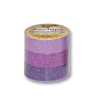 Комплект блестящи лепенки за декорации WASHI TAPE Розово-лилави, 3 бр. снимка