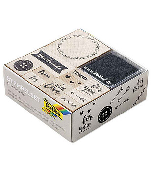 Комплект дървени печати HANDMADE 13 части снимка